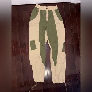 Stylish Green and Cream Women's Cargo Pants